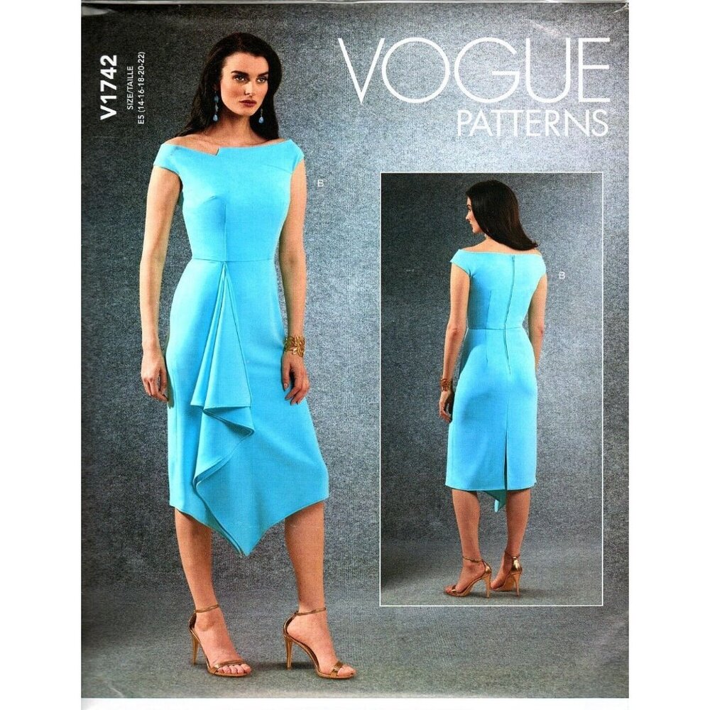 Vogue V1742 Misses 14 to 22 Fitted Asymmetrical Dress Uncut Sewing Pattern
